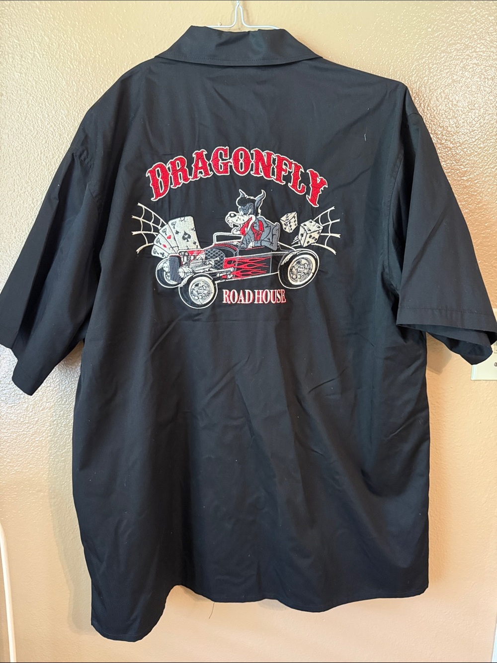 Road House Black Embroidered Bowling Shirt